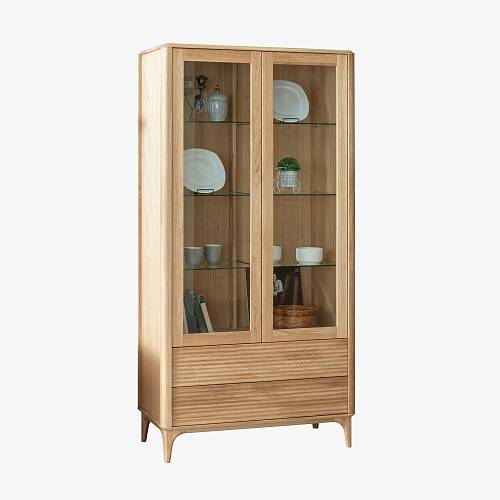 картинка Витрина Канберра 100х45х195 см, массив дуба тон натуральный (масло) от производителя дизайнерской мебели Deephouse