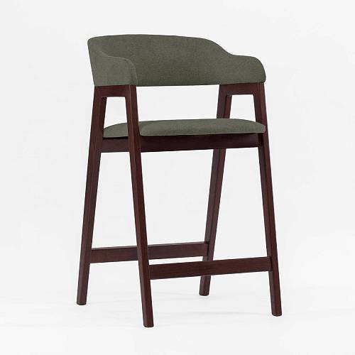 картинка Стул Челси барный зеленая ткань массив бука (темный орех) высота подлокотников 93,5 см от производителя дизайнерской мебели Deephouse