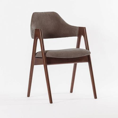 картинка Стул Белфаст бежево-коричневая ткань массив бука (тон орех масло/лак) от производителя дизайнерской мебели Deephouse