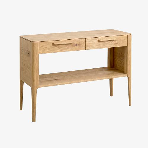 картинка Стол консоль Аделаида с 2 ящиками 110х41х76 см массив дуба тон натуральный (масло) от производителя дизайнерской мебели Deephouse